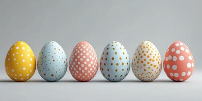 Colorful Easter eggs arranged in a row display intricate designs for festive celebrations photo