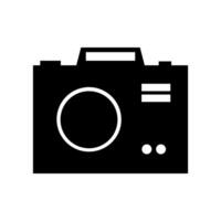 A black and white photo camera icon on a white background vector