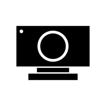 A black and white image of a camera on a stand vector