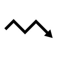 A black and white illustration of a downward arrow vector