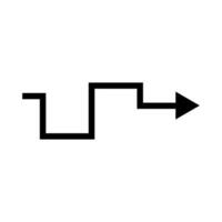 A black and white illustration of an arrow pointing down vector