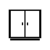 A black and white image of a cabinet with doors vector