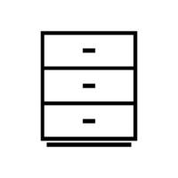 A black and white illustration of a chest of drawers vector