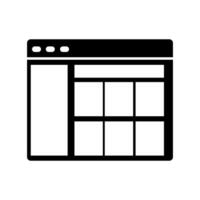 A black and white icon of a web page vector