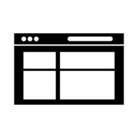 A black and white icon of a web page vector