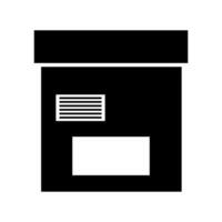 A black and white icon of a box vector