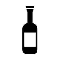 A bottle of wine is shown in black on a white background vector