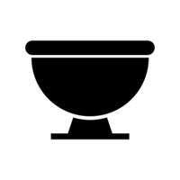 A black and white icon of a bowl on a pedestal vector