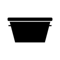 A black and white icon of a bucket vector