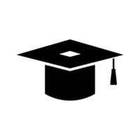 A black graduation cap icon on a white background vector
