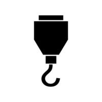 A black and white icon of a hook vector
