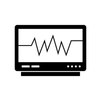 Monitor with wave line icon isolated on white background vector