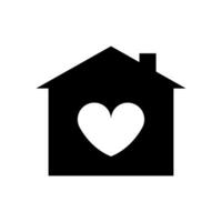 A black and white house with a heart shape in the middle vector