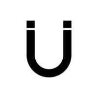 The letter u is shown in black and white vector