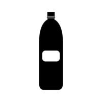 A black and white bottle with a label on it vector
