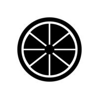 A black and white icon of a lemon slice vector
