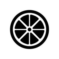 A black and white icon of a lemon slice vector