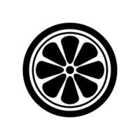 A black and white image of a lemon slice vector