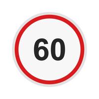 A red and white sign with the number 60 in it vector