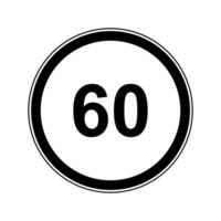 A black and white sign with the number 60 in it vector
