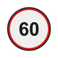 A red and white sign with the number 60 in it vector