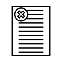 A black and white image of a document with an x vector
