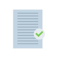 A document with a tick and a green check mark vector