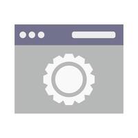 A gray and white icon of a gear wheel vector