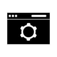 A black and white icon of a gearwheel vector