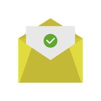 An envelope with a tick mark on it vector