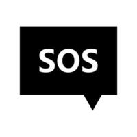 A black speech bubble with the word sos vector