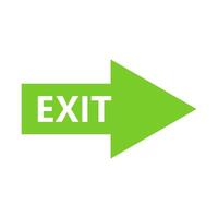 Exit arrow sign with green arrow pointing to the right vector