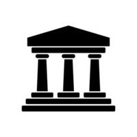 A black and white image of a building with columns vector