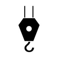 A black and white icon of a hook vector