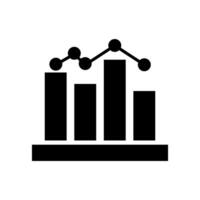 An icon of a bar chart with a graph vector