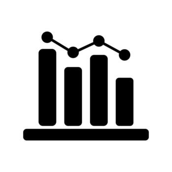un icono de un bar grafico con un línea yendo arriba vector
