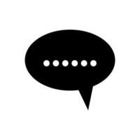 A black speech bubble icon on a white background vector