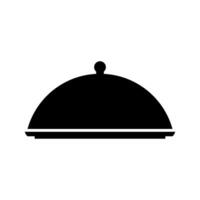 A black and white image of a cloche on a plate vector