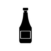 A bottle of wine is shown in black on a white background vector