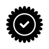 A black and white icon of a check mark vector