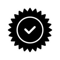 A black and white icon of a check mark vector