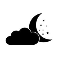 A black and white silhouette of a cloud and a moon vector