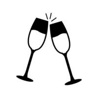 Two glasses of champagne are toasting each other vector