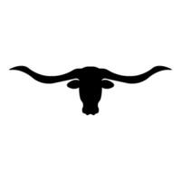 A black and white silhouette of a longhorn head vector