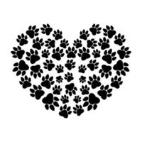 Heart shaped paw prints on white background vector