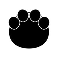 A black and white paw print icon on a white background vector