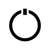 A black and white icon of a power button vector