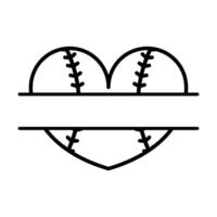 Baseball heart icon with a ribbon on top vector
