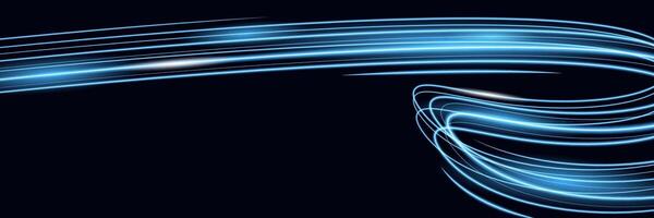 Blue light trail background. Long time exposure motion blur effect. Futuristic dynamic illustration eps10 vector