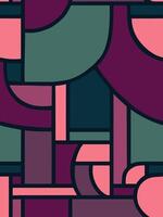 Bright Geometric Color Blocking Pattern with Rounded and Straight Shapes vector